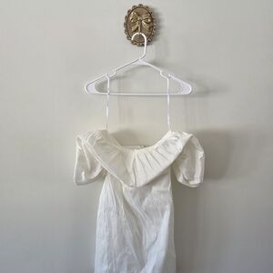 Lulu's Off-Shoulder Cream Mini Dress